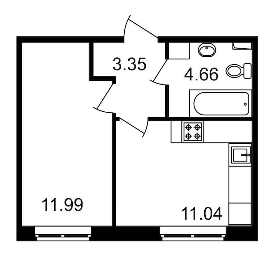 Однокомнатная квартира в : площадь 31.04 м2 , этаж: 1 – купить в Санкт-Петербурге